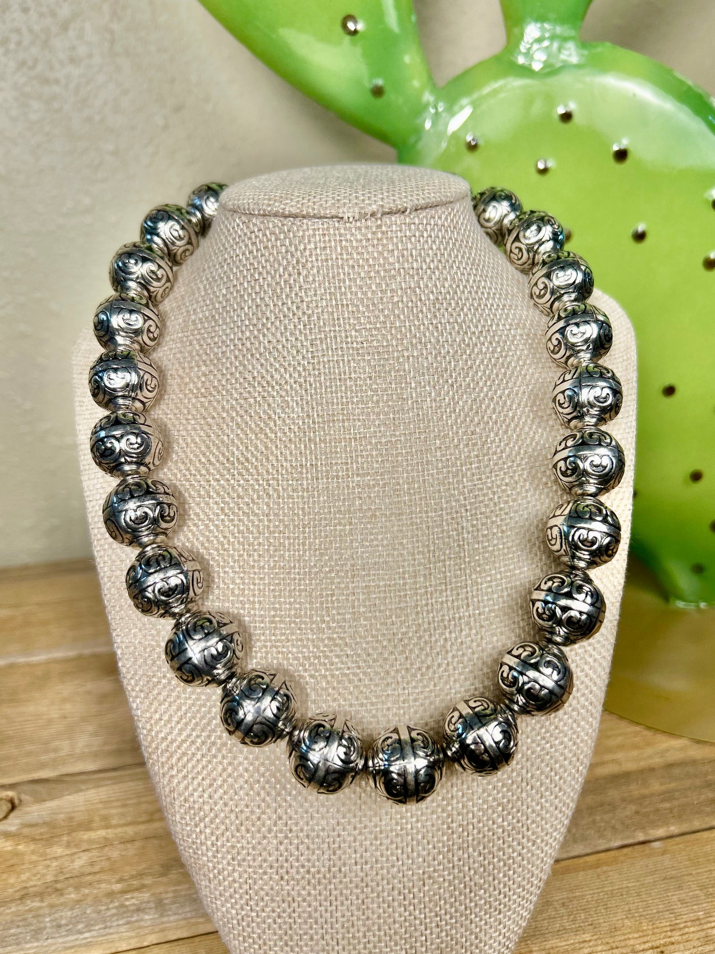 Stamped Navajo Style Beaded Necklace